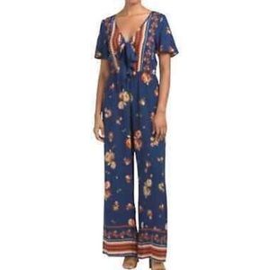 Boho Blue Floral Jumpsuit